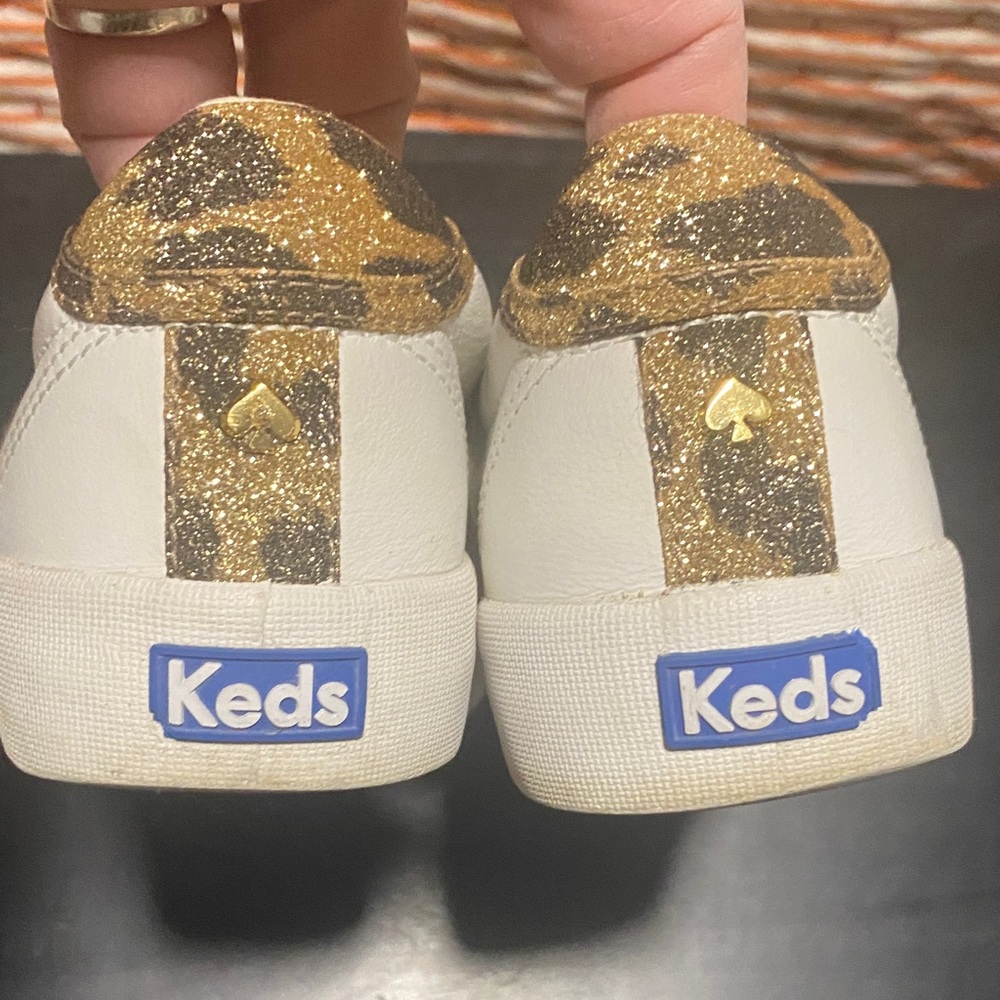 Kate Spade Keds Leather Sneakers with Sparkly Animal Print